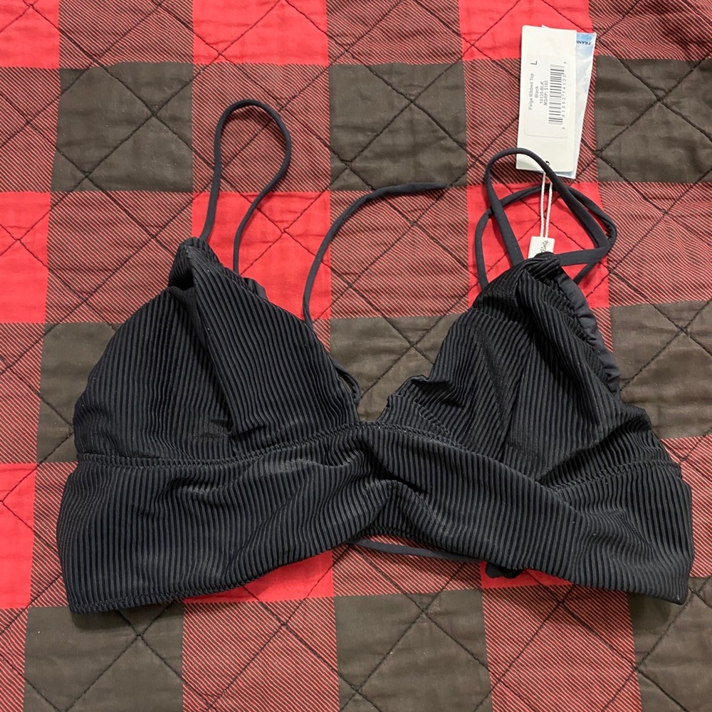 Frankies Bikinis Paige Ribbed Bikini Top L